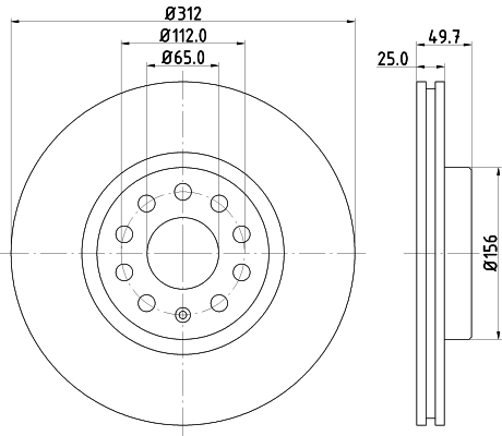 Disc frana VW CADDY IV Autoutilitara/limuzina spatioasa (SAA, SAH) ABT e-Caddy electric 113 cai DON PCD10052