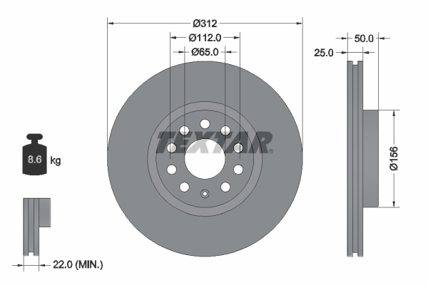 Disc frana VW CADDY IV Autoutilitara/limuzina spatioasa (SAA, SAH) 1.6 benzina 110 cai TEXTAR 92120505