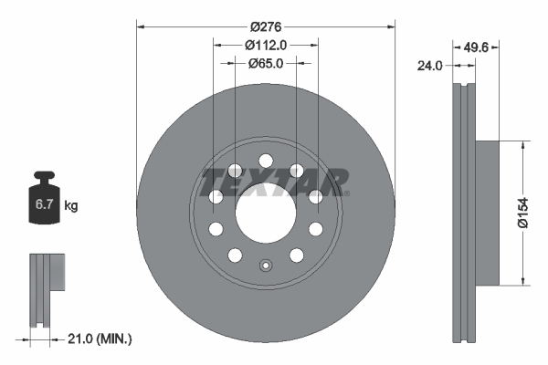 Disc frana VW GOLF ALLTRACK VII Variant (BA5, BV5) 1.8 TSI 4motion benzina 180 cai TEXTAR 92271905