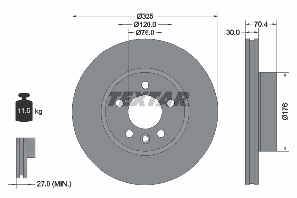 Disc frana VW CRAFTER caroserie (SY_, SX_) 2.0 TDI diesel 140 cai TEXTAR 92305905