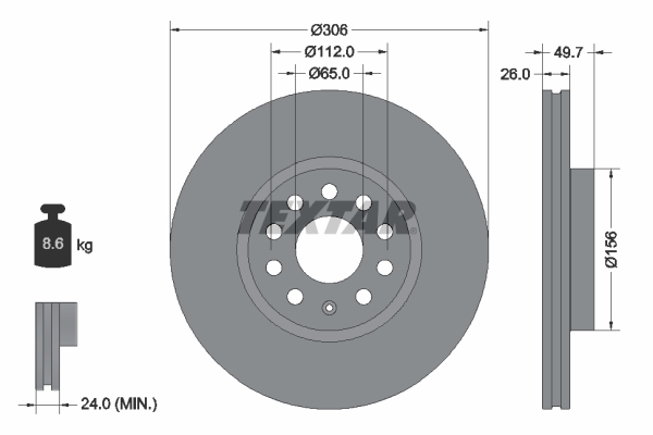 Disc frana VW GOLF ALLTRACK VIII (CG5) 2.0 TSI 4motion benzina 190 cai TEXTAR 92334805