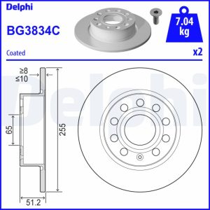 Disc frana VW GOLF VII (5G1, BQ1, BE1, BE2) 2.0 GTI benzina 220 cai DELPHI BG3834C
