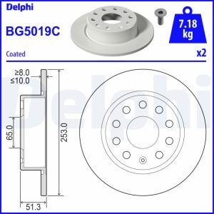 Disc frana VW GOLF VII (5G1, BQ1, BE1, BE2) 2.0 R 4motion benzina 280 cai DELPHI BG5019C