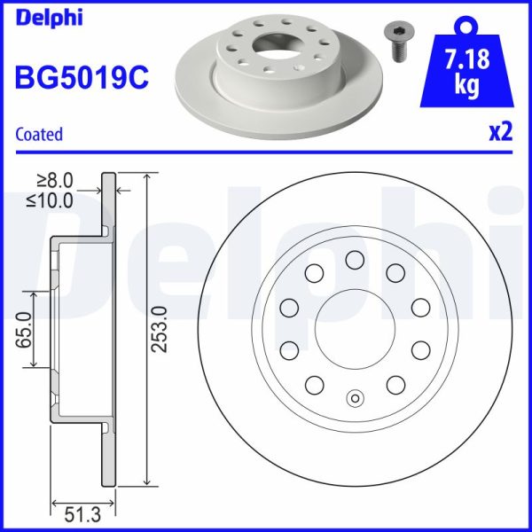 Disc frana VW GOLF VII (5G1, BQ1, BE1, BE2) 2.0 R 4motion benzina 280 cai DELPHI BG5019C