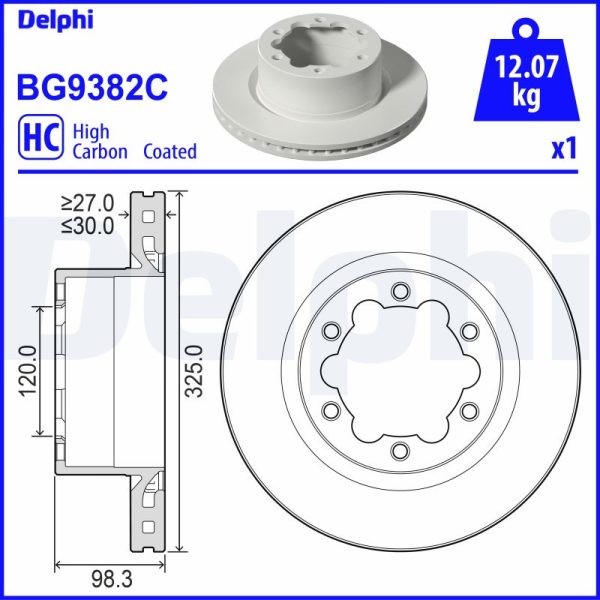 Disc frana VW CRAFTER caroserie (SY_, SX_) 2.0 TDI RWD diesel 140 cai DELPHI BG9382C