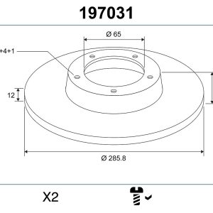 Disc frana VW GOLF VI Variant (AJ5) 2.0 TDI diesel 136 cai VALEO 197031
