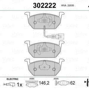 Placute frana VW GOLF VII (5G1, BQ1, BE1, BE2) 1.4 TSI benzina 140 cai VALEO 302222