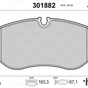 Placute frana VW CRAFTER 30-50 caroserie (2E_) 2.5 TDI diesel 163 cai VALEO 301882