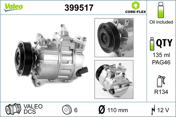 Compresor climatizare VW CRAFTER caroserie (SY_, SX_) 2.0 TDI RWD diesel 140 cai VALEO 399517