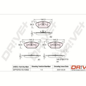 Placute frana VW GOLF VI (5K1) 1.6 MultiFuel Benzina/Etanol 102 cai DRIVE DP1010.10.1066