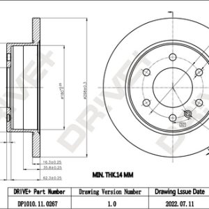 Disc frana VW CRAFTER 30-50 caroserie (2E_) 2.0 TDI diesel 140 cai DRIVE DP1010.11.0267