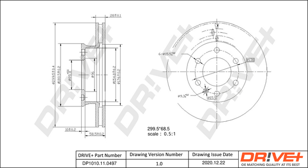 Disc frana VW CRAFTER 30-50 platou / sasiu (2F_) 2.0 TDI diesel 140 cai DRIVE DP1010.11.0497