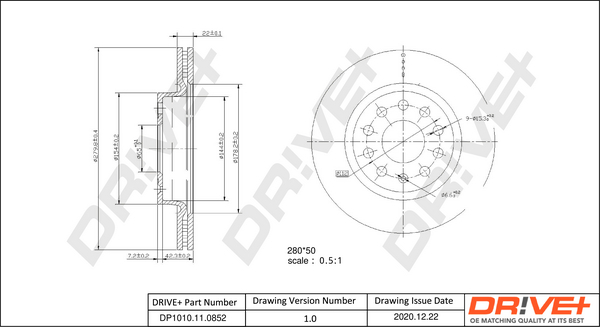 Disc frana VW GOLF VI Variant (AJ5) 2.0 TDI diesel 136 cai DRIVE DP1010.11.0852