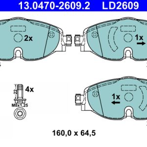 Placute frana VW CADDY IV Autoutilitara/limuzina spatioasa (SAA, SAH) 1.4 TSI benzina 125 cai ATE 13.0470-2609.2