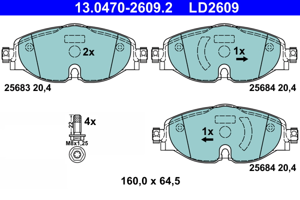 Placute frana VW ARTEON (3H7, 3H8) 1.4 eHybrid benzina/elector 218 cai ATE 13.0470-2609.2