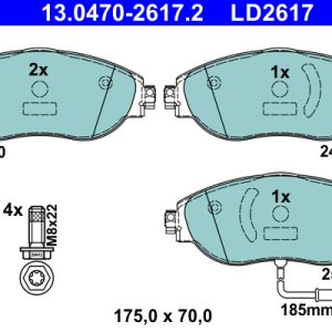 Placute frana VW ARTEON (3H7, 3H8) 2.0 TDI 4motion diesel 200 cai ATE 13.0470-2617.2