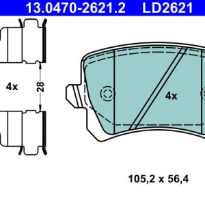 Placute frana VW GOLF VI (5K1) 2.0 TFSI 4motion benzina 260 cai ATE 13.0470-2621.2