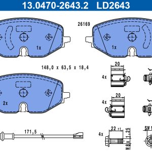 Placute frana VW CADDY CALIFORNIA V Camper (SBB, SBJ) 1.5 TSi EVO benzina 114 cai ATE 13.0470-2643.2