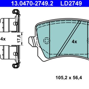 Placute frana VW GOLF VI Variant (AJ5) 1.6 TDI diesel 90 cai ATE 13.0470-2749.2