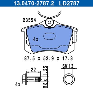 Placute frana VW GOLF VI Cabriolet (517) 1.6 TDI diesel 105 cai ATE 13.0470-2787.2