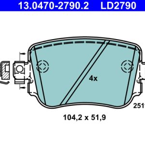 Placute frana VW CADDY ALLTRACK microbus (SAB) 1.2 TSI benzina 84 cai ATE 13.0470-2790.2