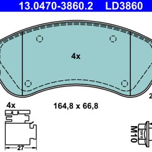 Placute frana VW AMAROK (2HA, 2HB, S1B, S6B, S7A, S7B) 2.0 BiTDI diesel 180 cai ATE 13.0470-3860.2