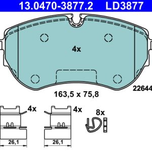 Placute frana VW AMAROK (2HA, 2HB, S1B, S6B, S7A, S7B) 2.0 BiTDI diesel 163 cai ATE 13.0470-3877.2