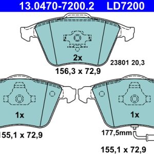 Placute frana VW GOLF VI (5K1) 1.4 TSI benzina 160 cai ATE 13.0470-7200.2
