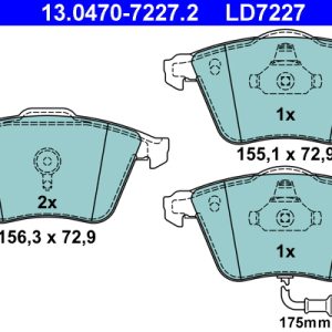 Placute frana VW GOLF VI (5K1) 1.6 MultiFuel Benzina/Etanol 102 cai ATE 13.0470-7227.2