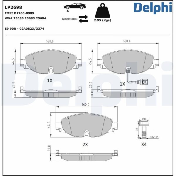 Placute frana VW ARTEON SHOOTING BRAKE (3H9) 2.0 TSi benzina 190 cai DELPHI LP2698