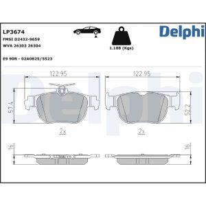 Placute frana VW CADDY CALIFORNIA V Camper (SBB, SBJ) 2.0 TDi BMT diesel 102 cai DELPHI LP3674