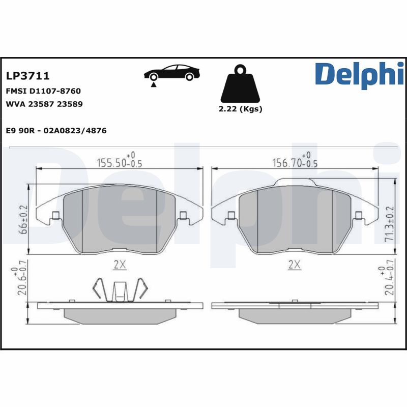 Placute frana VW GOLF VI Van (5K1_) TSi benzina 122 cai DELPHI LP3711