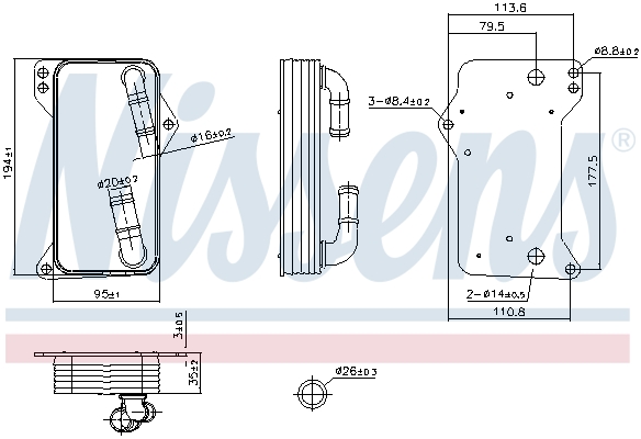 Radiator racire ulei cutie de viteze automata VW CADDY V microbus (SBB, SBJ) 2.0 TDi BMT diesel 122 cai NISSENS 91505