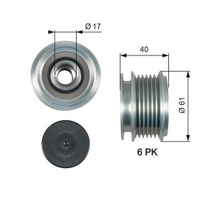 Fulie alternator VW GOLF VI Van (5K1_) 1.6 TDi BlueMotion diesel 105 cai GATES OAP7013