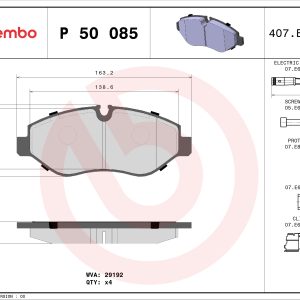 Placute frana VW CRAFTER 30-50 caroserie (2E_) 2.5 TDI diesel 163 cai BREMBO P 50 085