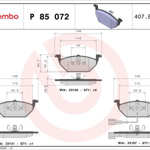 Placute frana VW GOLF VI Variant (AJ5) 1.6 TDI diesel 105 cai BREMBO P 85 072X