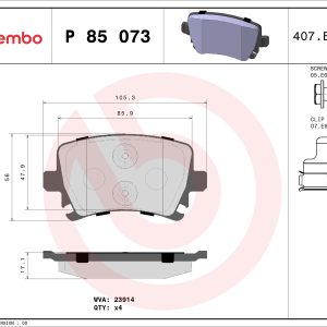 Placute frana VW GOLF VI Van (5K1_) 2.0 TDi diesel 170 cai BREMBO P 85 073X