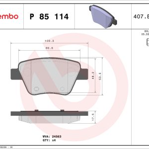 Placute frana VW GOLF VI Cabriolet (517) 1.4 TSI benzina 160 cai BREMBO P 85 114