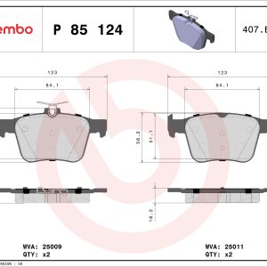 Placute frana VW ARTEON (3H7, 3H8) 2.0 TDI diesel 190 cai BREMBO P 85 124X