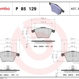 Placute frana VW GOLF VI Cabriolet (517) 2.0 GTI benzina 211 cai BREMBO P 85 129