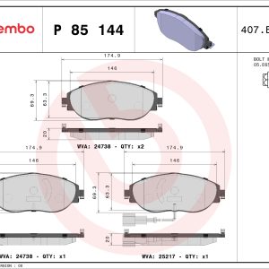 Placute frana VW ARTEON (3H7, 3H8) 2.0 TSI R benzina 320 cai BREMBO P 85 144