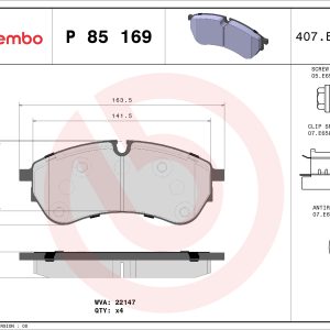 Placute frana VW CRAFTER caroserie (SY_, SX_) 2.0 TDI RWD diesel 163 cai BREMBO P 85 169