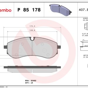 Placute frana VW CRAFTER platou / sasiu (SZ_) 2.0 TDI RWD (SZB, SZC, SZD, SZH, SZI) diesel 140 cai BREMBO P 85 178