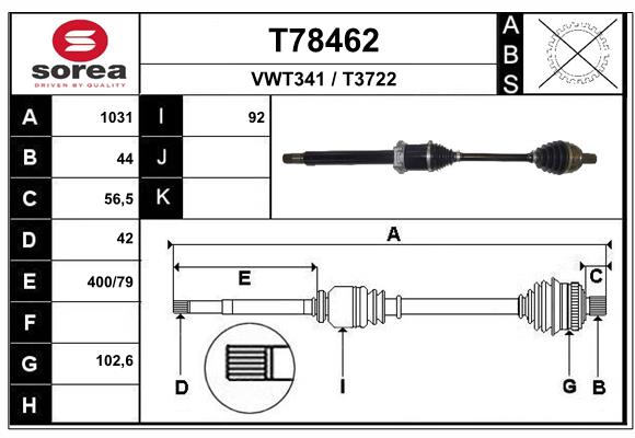 Planetara VW CRAFTER platou / sasiu (SZ_) 2.0 TDI diesel 102 cai EAI T78462