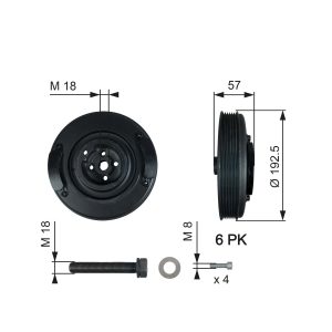 Fulie curea arbore cotit VW CRAFTER 30-50 platou / sasiu (2F_) 2.5 TDI diesel 109 cai GATES TVD1033A