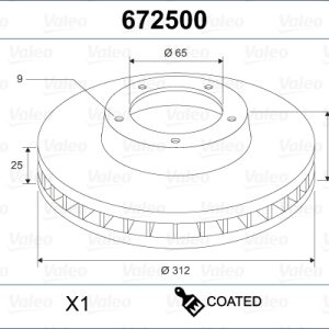 Disc frana VW GOLF SPORTSVAN VII (AM1, AN1) 1.6 TDI diesel 115 cai VALEO 672500