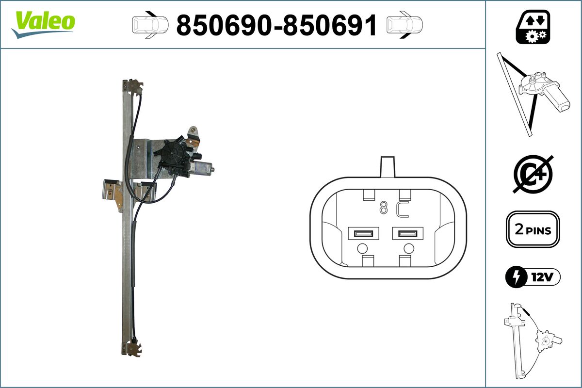 Mecanism actionare geam VW CRAFTER 30-50 caroserie (2E_) 2.5 TDI diesel 109 cai VALEO 850690