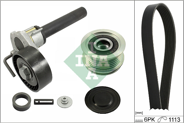 Set curea transmisie cu caneluri VW GOLF VI (5K1) 2.0 GTi benzina 210 cai INA 529 0514 20