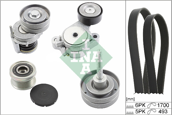 Set curea transmisie cu caneluri VW GOLF VI (5K1) 1.4 TSI benzina 160 cai INA 529 0519 20