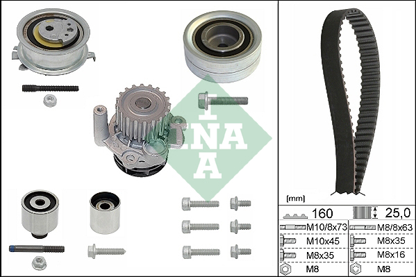 Set pompa apa + curea dintata VW AMAROK (2HA, 2HB, S1B, S6B, S7A, S7B) 2.0 TDI diesel 140 cai INA 530 0550 32